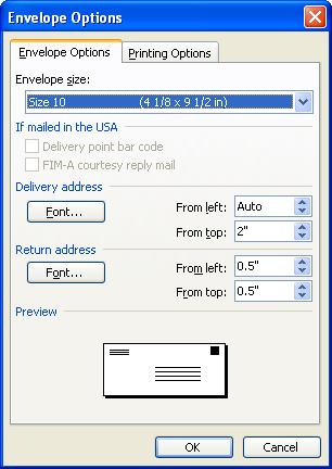 Image result for how to create envelope in ms word 2003